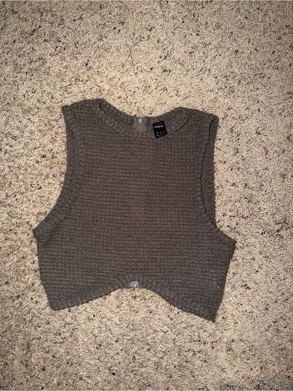 SHEIN Gray Knit Cropped Sleeveless Top